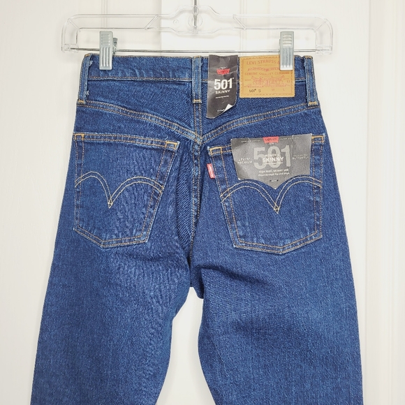 LEVI’S 501 Skinny Jeans Life’s Work Dark Wash - Picture 4 of 8